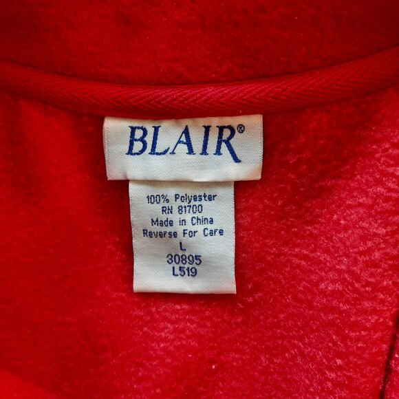 Vintage Blair Red Full Zip Leaf Owl Fleece Jacket Sweater Large - Picture 6 of 6
